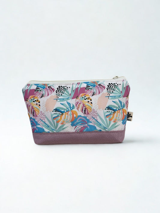 Estuche Monstera Print y rosa