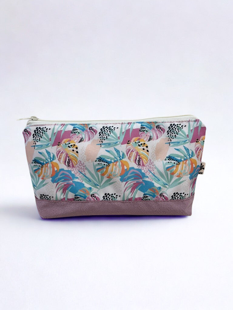 Estuche Monstera Print y rosa
